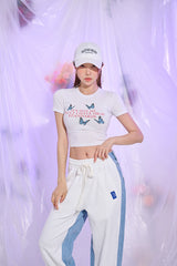 フライレタリングクロップTシャツ/TOP(9278) Fly Lettering Crop Tee
