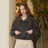 Shirring Short Windbreaker (Black) (6681246171254)