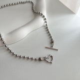 cho ボールチェーンハートボールドデイリールックチョーカーショートネックレス / cho Ball Chain Heart Bold Daily Look Choker Short Necklace