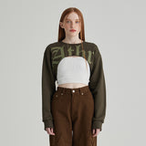 KHAKI ATHR MAXI CROP SWEATSHIRT