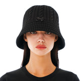 Ribbon Summer Knit Hat [Black]