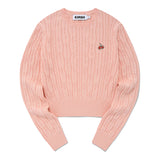 スモールチェリーケーブルクロップニット／SMALL CHERRY CABLE CROP KNIT [SALMON]