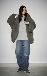  BLUR HEART LOOSE HOODIE ZIP UP_KHAKI