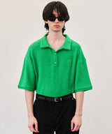 REON LOGO TERRY COTTON POLO (BLACK/BEIGE/GREEN)