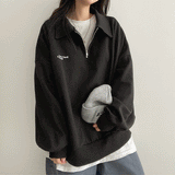 Don't Half Zip-Up Collar Sweatshirt