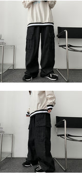 Verto denim cargo string bendable wide pants