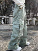 ディングデニムスリットワイドカーゴパンツ / Ding denim slit wide cargo pants