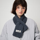 FLUFFY KNIT MUFFLER, CHARCOAL