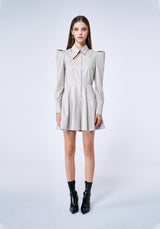 VEGAN LEATHER FLARED DRESS (6683372617846)