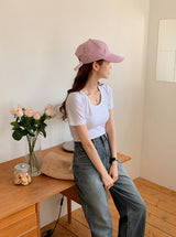 シンプルクロップ半袖Tシャツ