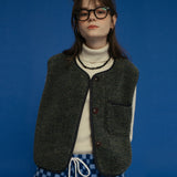 2トーンフリースベスト/TWO TONE FLEECE VEST_MIX KHAKI