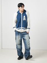Classic jacquard knit zip-up 2color