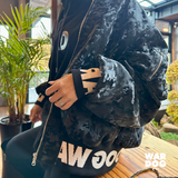 Faux Leather Military Bomber Jacket