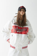 スポーティロゴカラーバーシティジャケット/BSR2223FWJK023 SPORTY LOGO COLLAR VARSITY JACKET WHITE