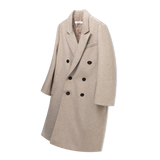 Merino Wool Overfit Double Long Coat (Sand Beige)