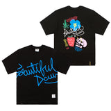 BEAUTIFUL DAY OVERSIZED T-SHIRTS WHITE MELANGE / BLACK (6566055444598)