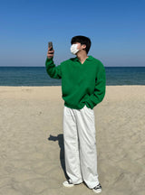 ブレンドオープンカラニット/BLEND OPEN KARA KNIT(7COLOR)