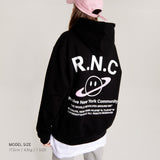 Over-sized Signature Hoodie Black with Pink Band (4595381960822)