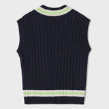 ライトグリーンCパッチvネックニットベストユニセックス / Light Green C Patch V-neck Navy Knitwear Vest