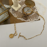 エリザべサンコイントグルバーチェーンシンプルネックレス / al Elizabethan coin toggle bar chain simple necklace