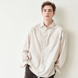 プルオーバータックストライプシャツ/Pullover tuck Stripe Shirts S64 Beige (6603991220342)