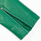 SINGLE LEATHER JACKET GREEN