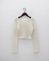 UネックファークロップTシャツ/U Neck Fur Crop T-shirt (4color)