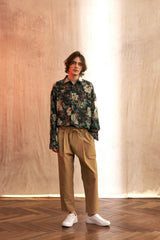 "PRE-ORDER 4/16~" VINTAGE FLOWER DROP-SHOULDER SHIRT (Black) (6546128928886)