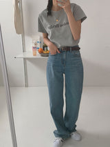 Mention napping light blue wide winter denim pants