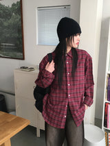 [UNISEX] Dickes Vintage Check Brushed Outer Long Sleeve Shirt