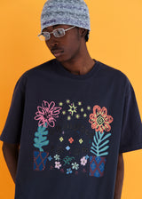 フラワーアーガイルTシャツ / チャコール