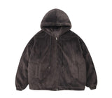 オーバーフィットファーフードジップアップジャケット / Overfit Fur hooded zip-up jacket_3color