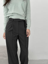 Belt Pintuck Wide Long Slacks (3 colors)