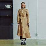 アシンメトリードレープウォータープルーフコート/Asymmetry Draped Waterproof Coat _ Beige