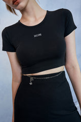 HIDE Logo Chain Crop Top (Black) (6570975035510)