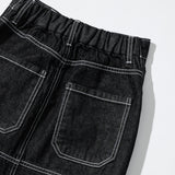 スティッチポイントデニムロングスカート / STITCH POINT DENIM LONG SKIRT - BLACK