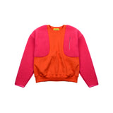 [UNISEX] Panelled Faux-Shearling Sweatshirt (Orange) (6656340590710)