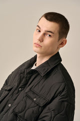 QUILTING SHIRT JACKET - BLACK