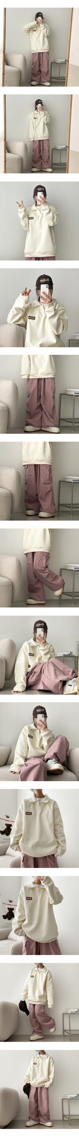 Bicol String Pleated Cargo Wide Pants