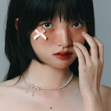 [925 SILVER] Crystal Ribbon Necklace
