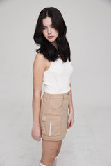バータックカーゴミニスカート / BAR TACK CARGO MINI SKIRT BEIGE