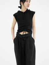 シャーリングスリーブレスフード / Shirring sleeveless hood (2color)