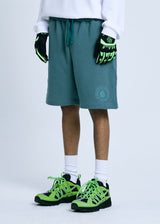 EMBLEM EMBROIDERRY SWEAT SHORTS_GREEN