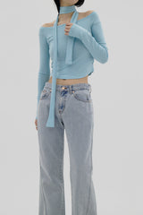 オフショルダーTシャツ / Off Shoulder Scarf T-Shirt (3color)