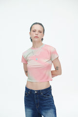 オーバーザレインボーシャーベットクロップ半袖Tシャツ / Over The Rainbow Sherbet Crop T no.1