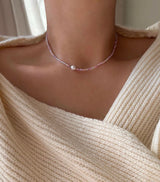 pd パールカラービーズチョーカーネックレス/pd Pearl Color Beads Choker Necklace