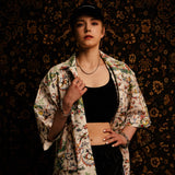 プリントリネンブレンドショートスリーブジャケット/[UNISEX] Printed Linen-Blend Short-Sleeved Jacket (Multicolor)