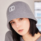 VA Square Applique Knit Bucket Hat / Gray
