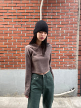マッシュルームボタン襟Tシャツ