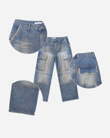 Sand Washed cargo cut denim pants